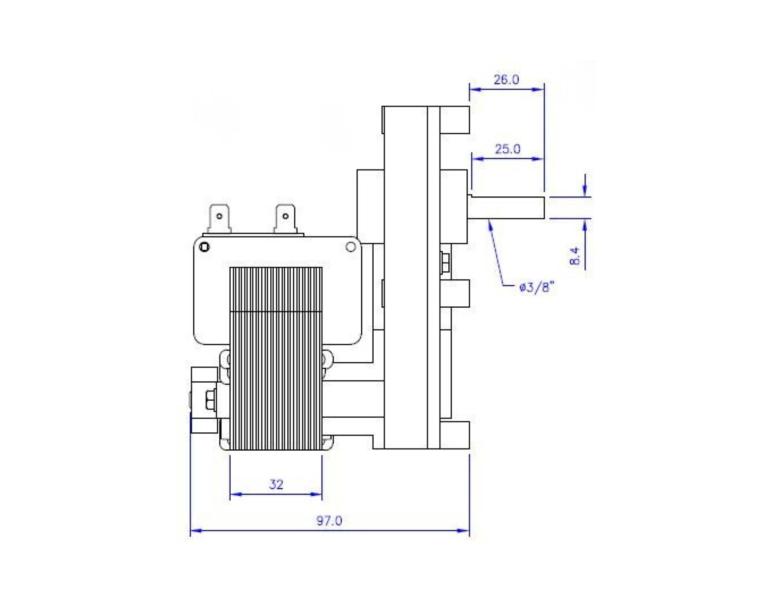 MOTORIDUTTORE MELLOR mod. FB1231 albero diametro 9,5mm RPM 2,0 giri/minuto