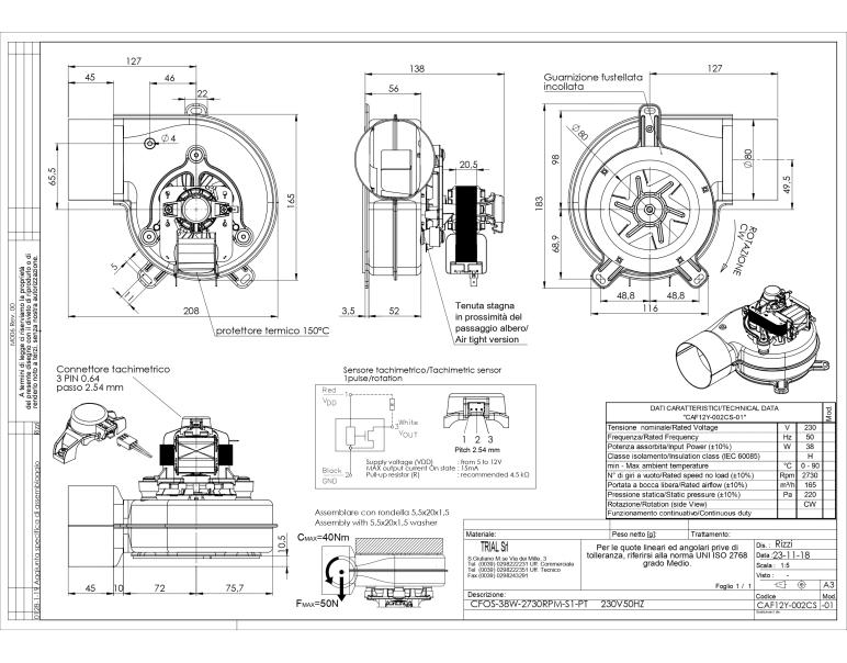 ESTRATTORE FUMI TRIAL modello CAF12Y-002CS