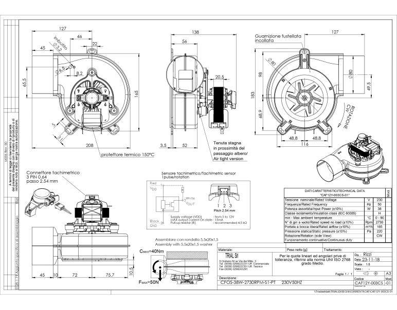 ESTRATTORE FUMI TRIAL modello CAF12Y-003CS