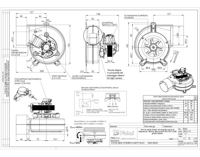 ESTRATTORE FUMI TRIAL modello CAF12Y-007CS